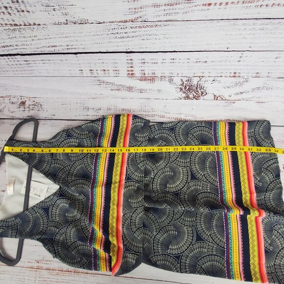 Renee C Layer Tiered Sleeveless Dress S Boho Geometric Rainbow Stripe Print NWT - Picture 14 of 14